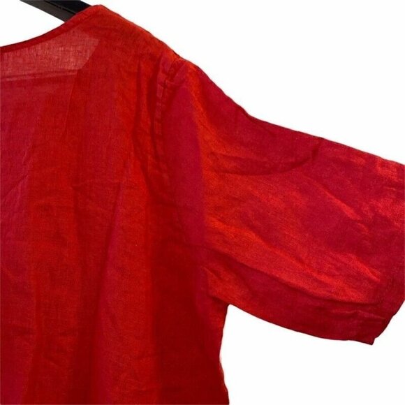 NEW Caterina Ricci 100% Linen Red Lagenlook Dress 3X - Picture 5 of 9